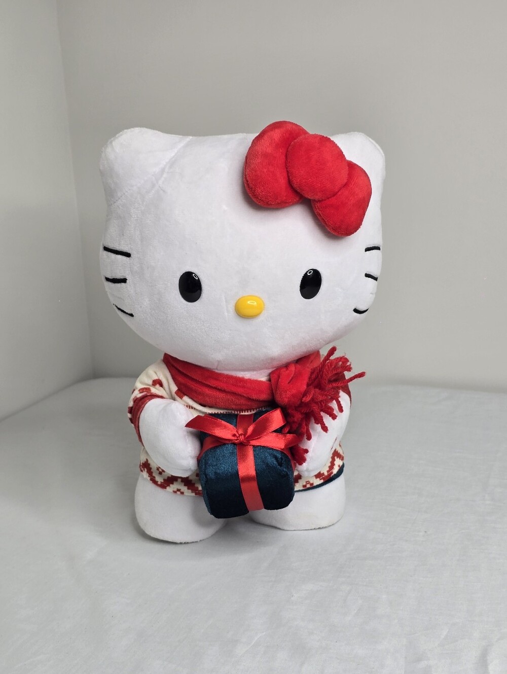 Hello Kitty White Plush with Red Bow and Scarf - Decorative Home Accent
